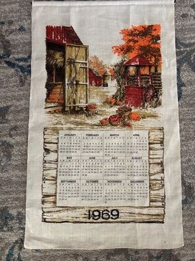 Vintage 1969 Linen Tea Towel